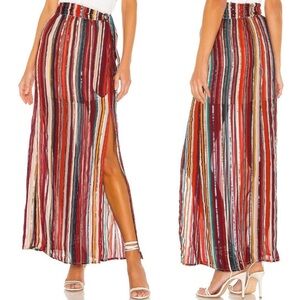 House Of Harlow 1960 x Revolve Mya Maxi Skirt in Red Stripe Sequins - XS